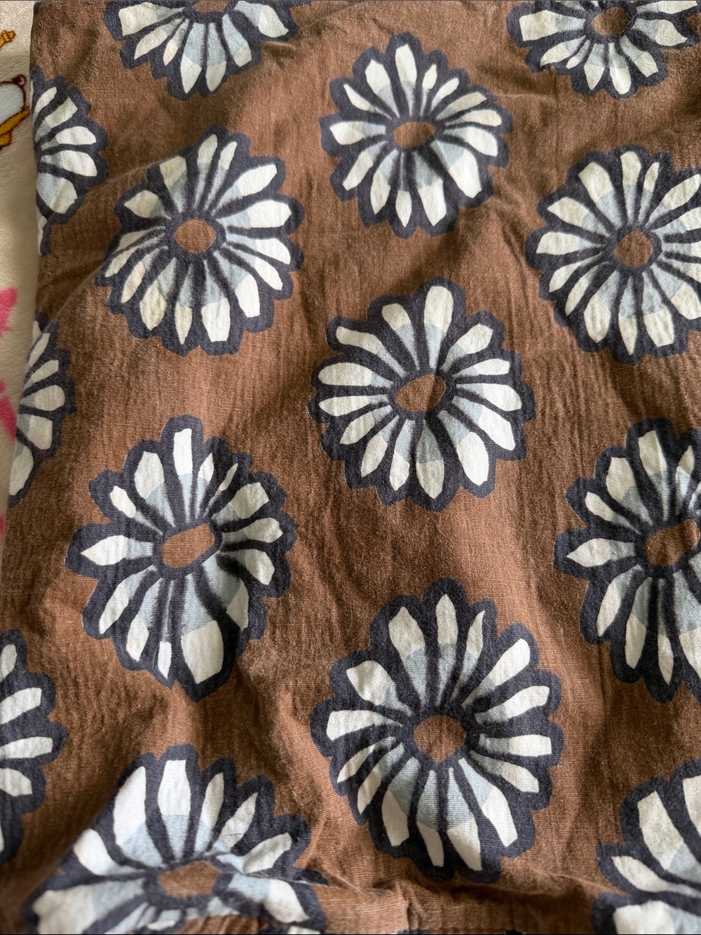 Brown Floral Daisy Tote Bag Casual Shoulder Bag Summer Medium Tote Beach Travel - Picture 3 of 11